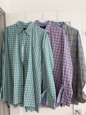 Polo Ralph Lauren Plaid Poplin Shirts (Bundle of 3).  Size XXL.